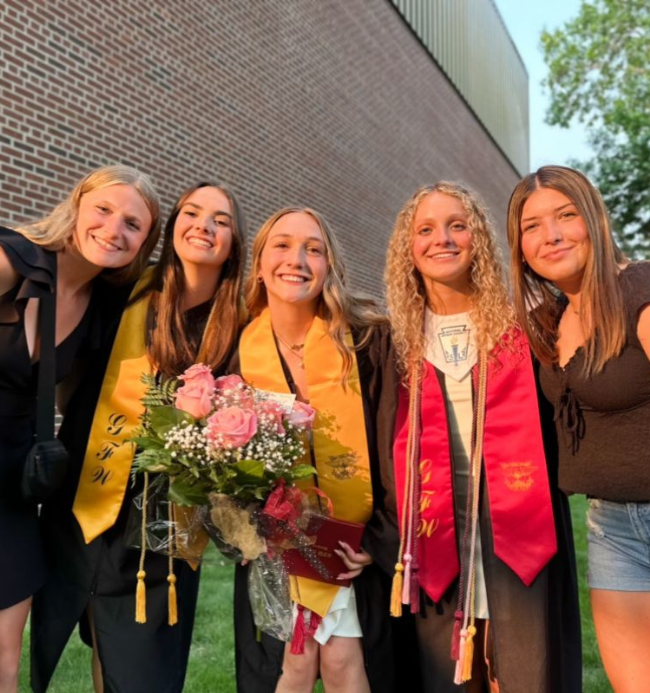 estudiante de intercambio con amigas